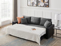 Artemax 92.5 Inchlinen Reversible Sleeper Sectional Sofa With Storage And 2 Stools Steel Gray Grey Foam Fabric