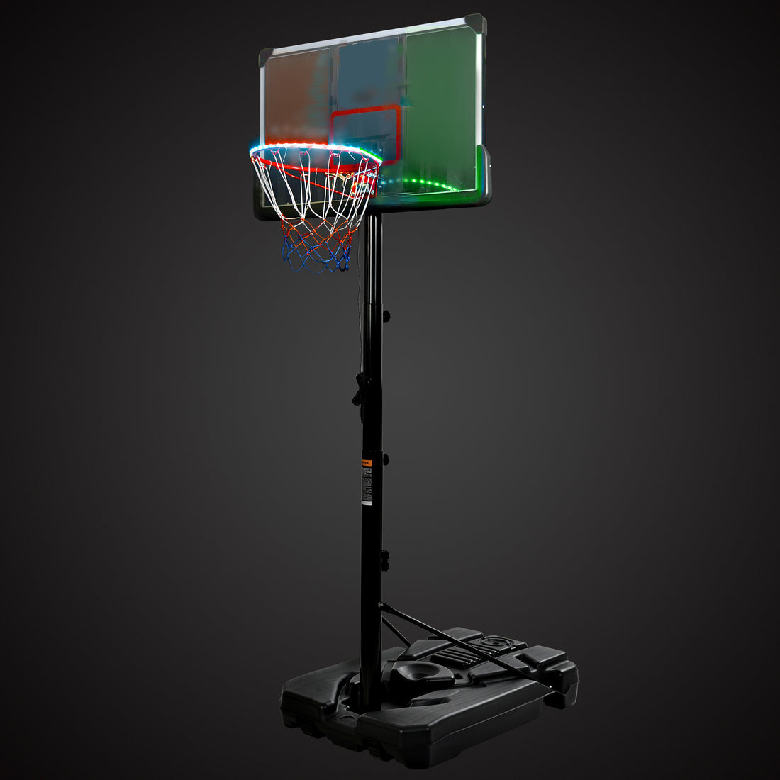 Portable Basketball Hoop Basketball System 6.6 10Ft Height Adjustment For Youth Adults Led Basketball Hoop Lights, Colorful Lights,Waterproof,Super Bright To Play At Night Outdoors,Good Gift For Kids Black Metal