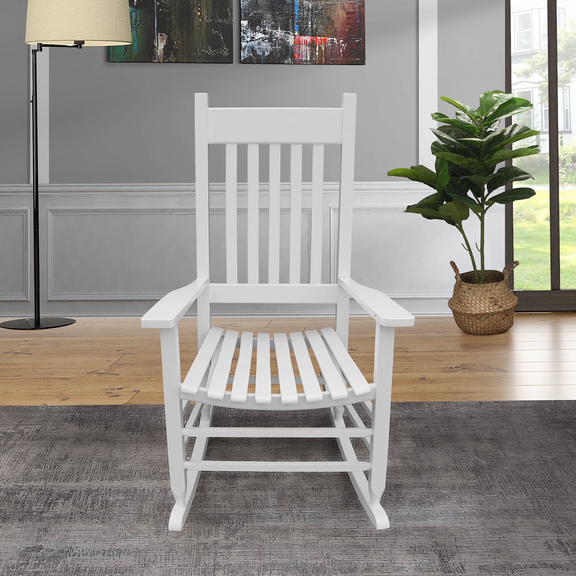 Wooden Porch Rocker Chair White White Solid Wood