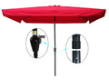 10 X 6.5Ft Rectangular Patio Umbrella Outdoor Market Umbrellas With Crank And Push Button Tilt For Garden Swimming Pool Market Red Metal