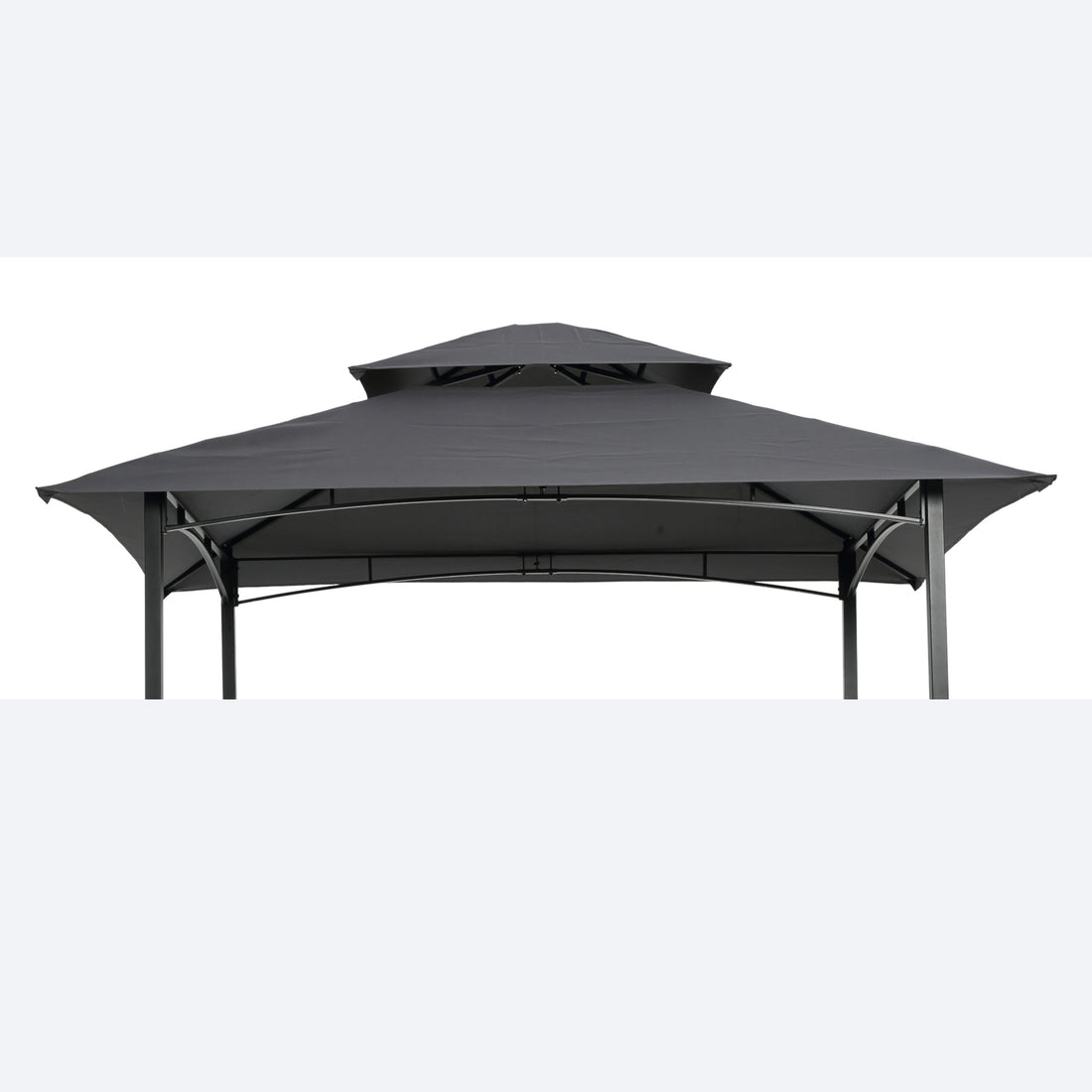 8X5Ft Grill Gazebo Replacement Canopy,Double Tiered Bbq Tent Roof Top Cover Gray Fabric