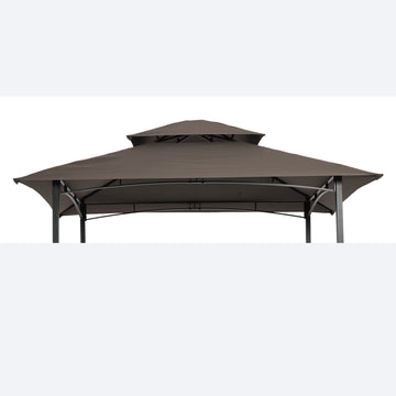 8X5Ft Grill Gazebo Replacement Canopy,Double Tiered Bbq Tent Roof Top Cover Brown Fabric