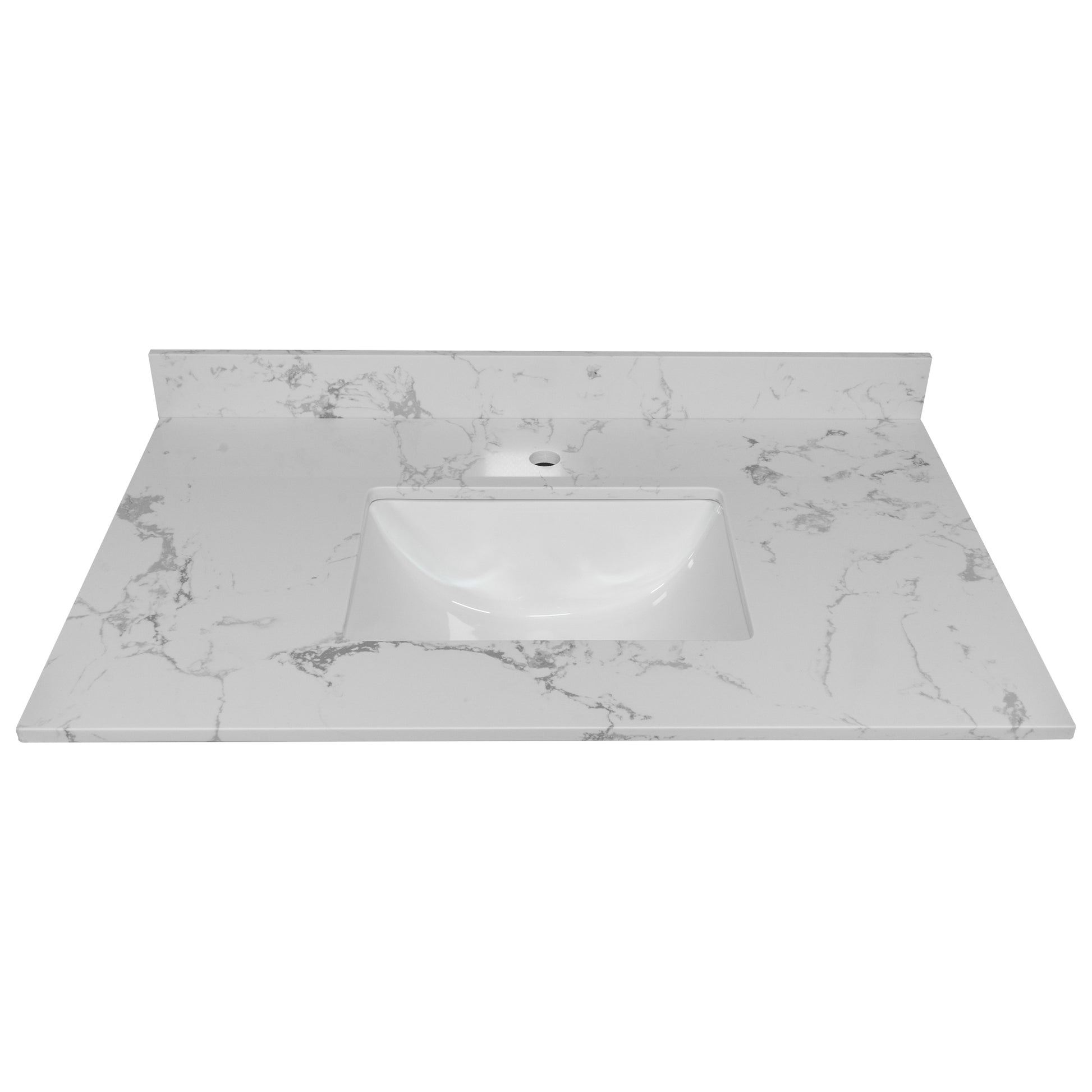 37Inch Bathroom Vanity Top Stone Carrara White Style Tops With Rectangle Undermount Ceramic Sink And Single Faucet Hole Colorful Stone