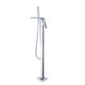 Single Handle Floor Mounted Freestanding Tub Filler Chrome Brass