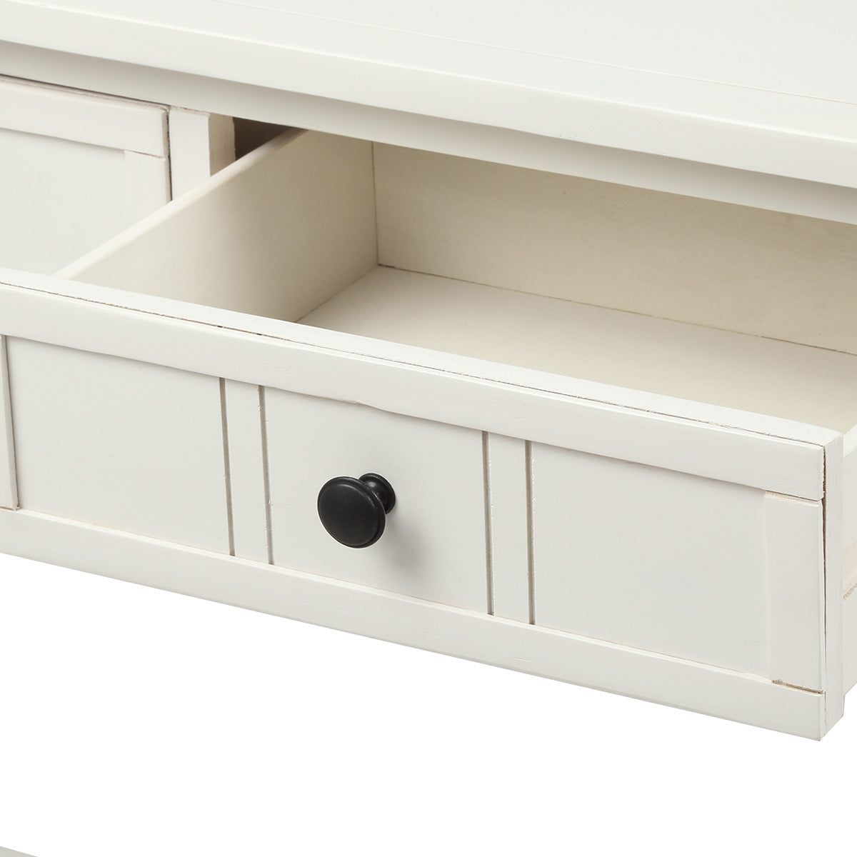 Daisy Series Console Table Traditional Design With Two Drawers And Bottom Shelf Ivory White Ivory Solid Wood