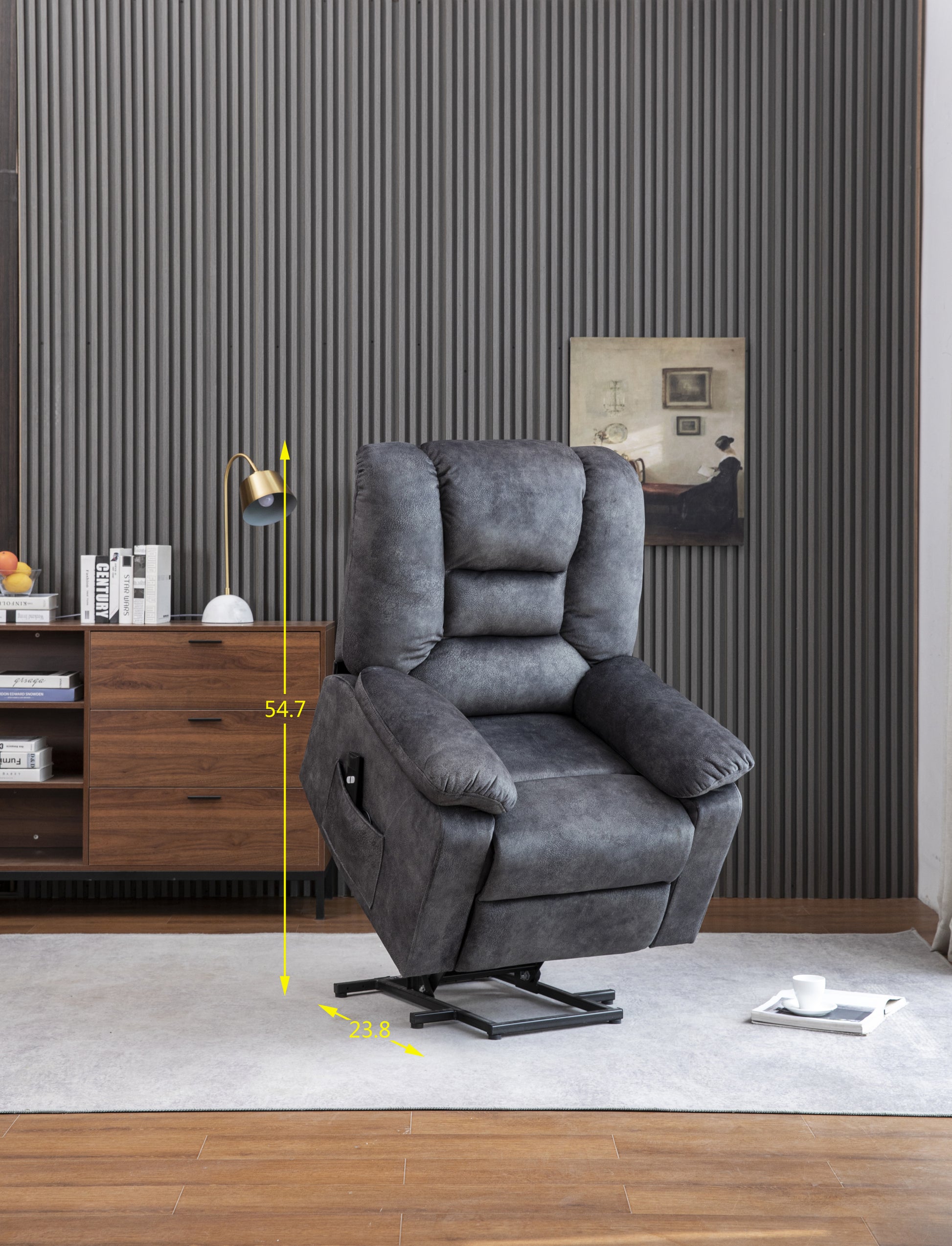 Recliners Lift Chair Relax Sofa Chair Livingroom Furniture Living Room Power Electric Reclining For Elderly Gray Fabric