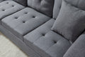 Sectional 3 Seaters Sofareversible Recliner, Storage Mat And Cup Holder, Non Slip Leg, Two Grey Pillows, Linen, Grey Gray Linen 6 Seat