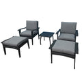 Patio Furniture Outdoor Chair And Ottoman 5 Pieces Rattan Seating Group With Cushions Gray Rattan