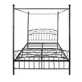 Queen Size Metal Canopy Bed Frame With Headboard And Footboard Black Box Spring Not Required Queen Black Metal Bedroom Bed Frame Metal