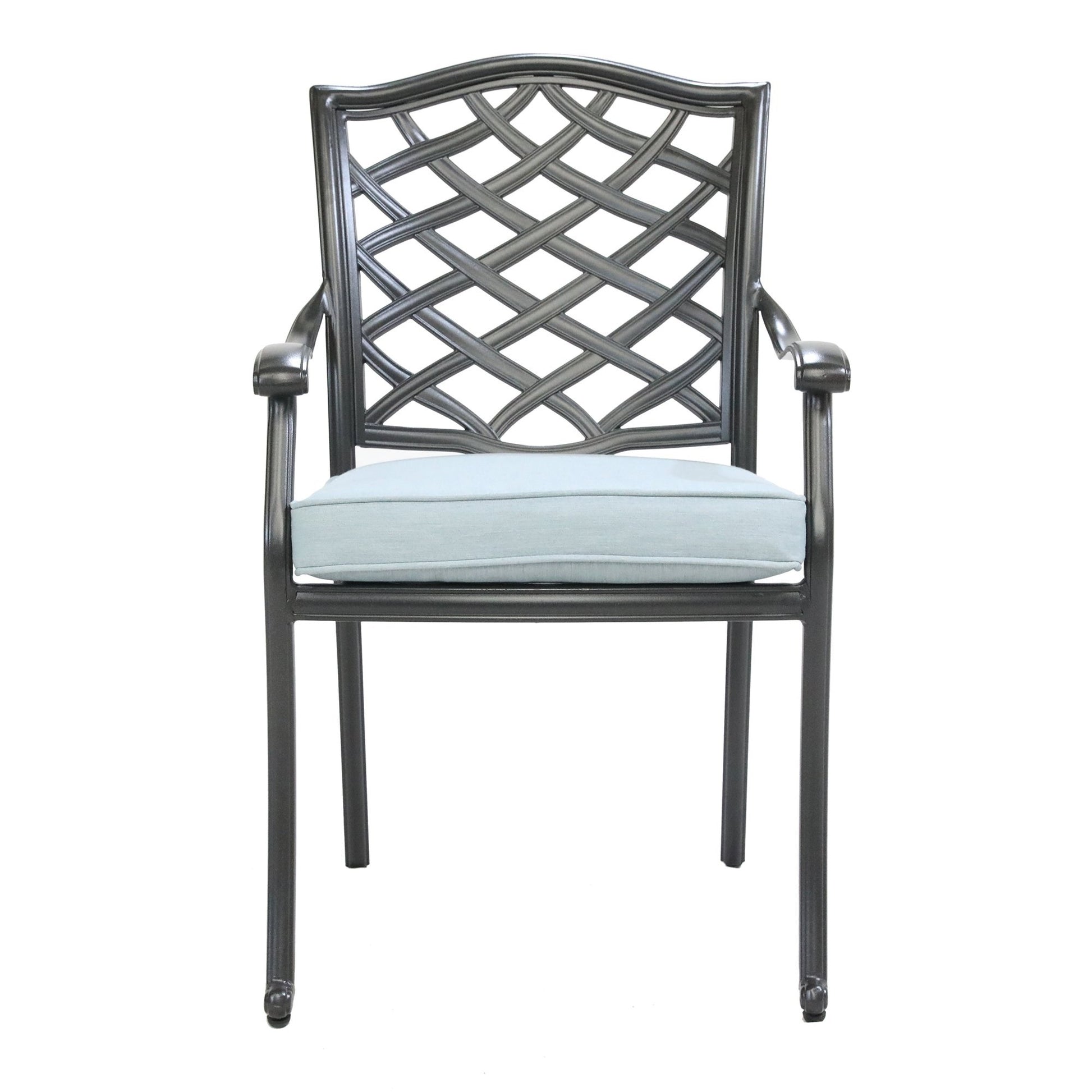 Dining Arm Chair, Light Blue, Set Of 2 Light Blue Polyester Aluminum