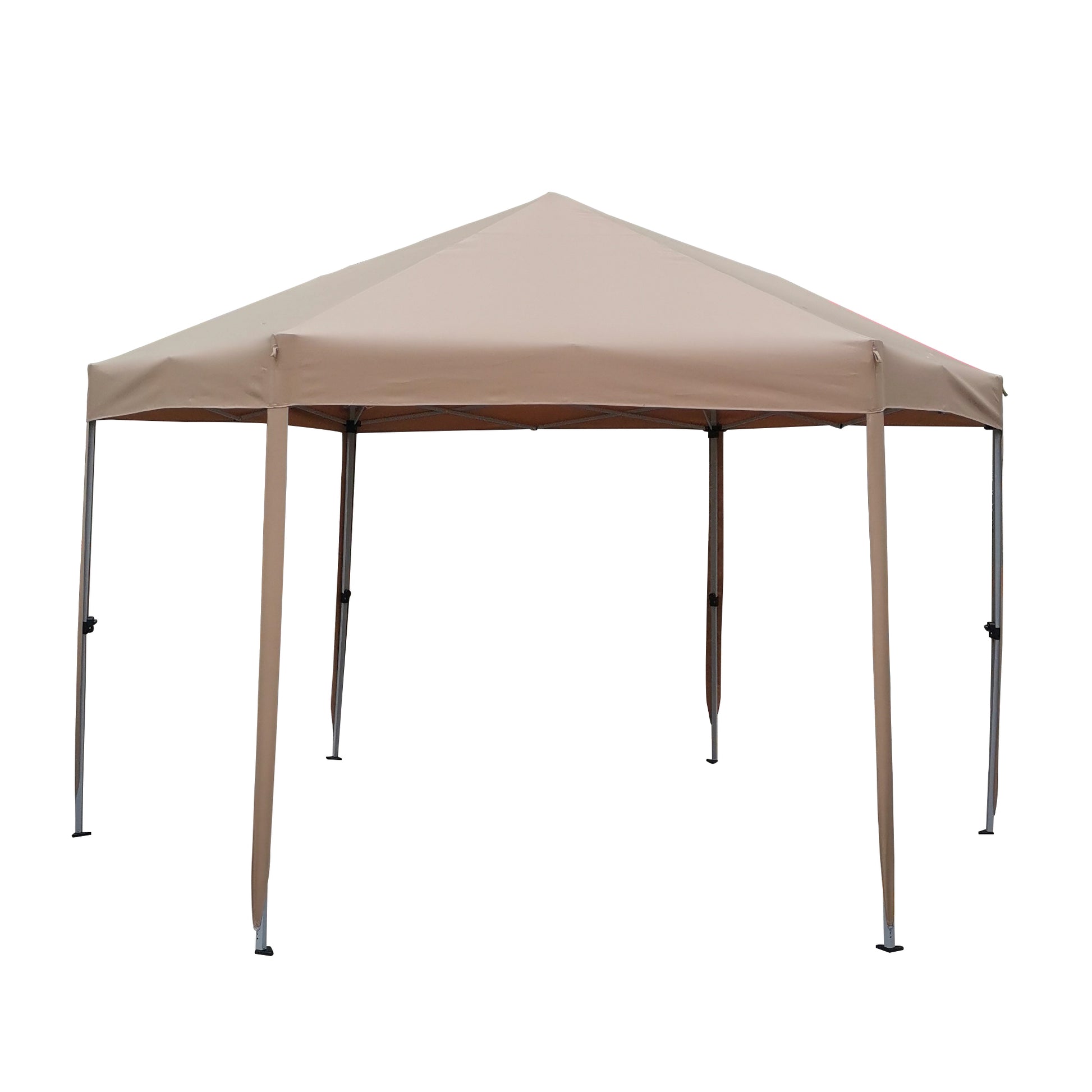 13 Ft. W X 13 Ft. D X 9.2Ft Pop Up Gazebo Tent Outdoor Canopy Hexagonal Canopies Gazebos & Pergolas 6 Sided For Patio Garden Backyard Sun Shelter Bbq Garden Events With Strong Steel Frame Storage Bag Brown Metal