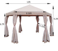 13 Ft. W X 13 Ft. D X 9.2Ft Pop Up Gazebo Tent Outdoor Canopy Hexagonal Canopies Gazebos & Pergolas 6 Sided For Patio Garden Backyard Sun Shelter Bbq Garden Events With Strong Steel Frame Storage Bag Brown Metal