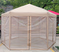 13 Ft. W X 13 Ft. D X 9.2Ft Pop Up Gazebo Tent Outdoor Canopy Hexagonal Canopies Gazebos & Pergolas 6 Sided For Patio Garden Backyard Sun Shelter Bbq Garden Events With Strong Steel Frame Storage Bag Brown Metal