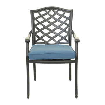 Dining Arm Chair, Sapphire Blue, Set Of 2 Blue Polyester Aluminum