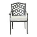 Dining Arm Chair, Cast Silver, Set Of 2 Silver Polyester Aluminum