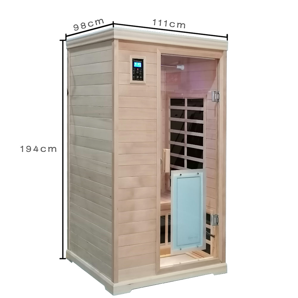 Two Person Far Infrared Hemlock Indoor Sauna Room Natural Solid Wood