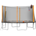 14Ft Powder Coated Advanced Trampoline With Basketball Hoop Inflator And Ladder Outer Safety Enclosure Orange Orange Steel