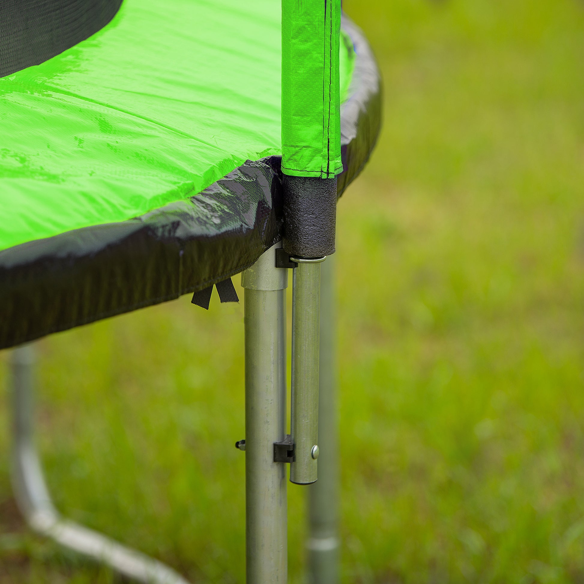 14Ft Trampoline With Basketball Hoop Inflator And Ladder Inner Safety Enclosure Green Green Metal