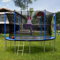 15Ft Trampoline With Basketball Hoop Inflator And Ladder Inner Safety Enclosure Blue Blue Stainless Steel