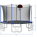 15Ft Trampoline With Basketball Hoop Inflator And Ladder Inner Safety Enclosure Blue Blue Stainless Steel