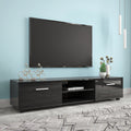 Black Tv Stand For 70 Inch Tv Stands, Media Console Entertainment Center Television Table, 2 Storage Cabinet With Open Shelves For Living Room Bedroom Black Mdf