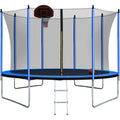 10Ft Trampoline With Basketball Hoop Inflator And Ladder Inner Safety Enclosure Blue Blue Metal