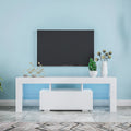 Entertainment Tv Stand, Large Tv Stand Tv Base Stand With Led Light Tv Cabinet. White 50 59 Inches Mdf