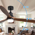 60 Inch S 3 Solid Wood Fan Blade Noiseless Reversible Motor Remote Control Black Metal & Wood