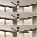 60 Inch S 3 Solid Wood Fan Blade Noiseless Reversible Motor Remote Control Black Metal & Wood