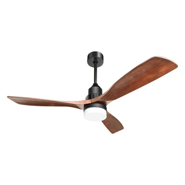 52 Inch Ceiling Fan Light With 6 Speed Remote Reversible Energy Saving Dc Motor Black Metal & Wood