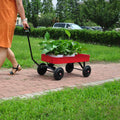 Garden Cart Reuniong Railing, Solid Wheels, All Terrain Cargo Wagon With 280Lbs Weight Capacity, Red Red Metal