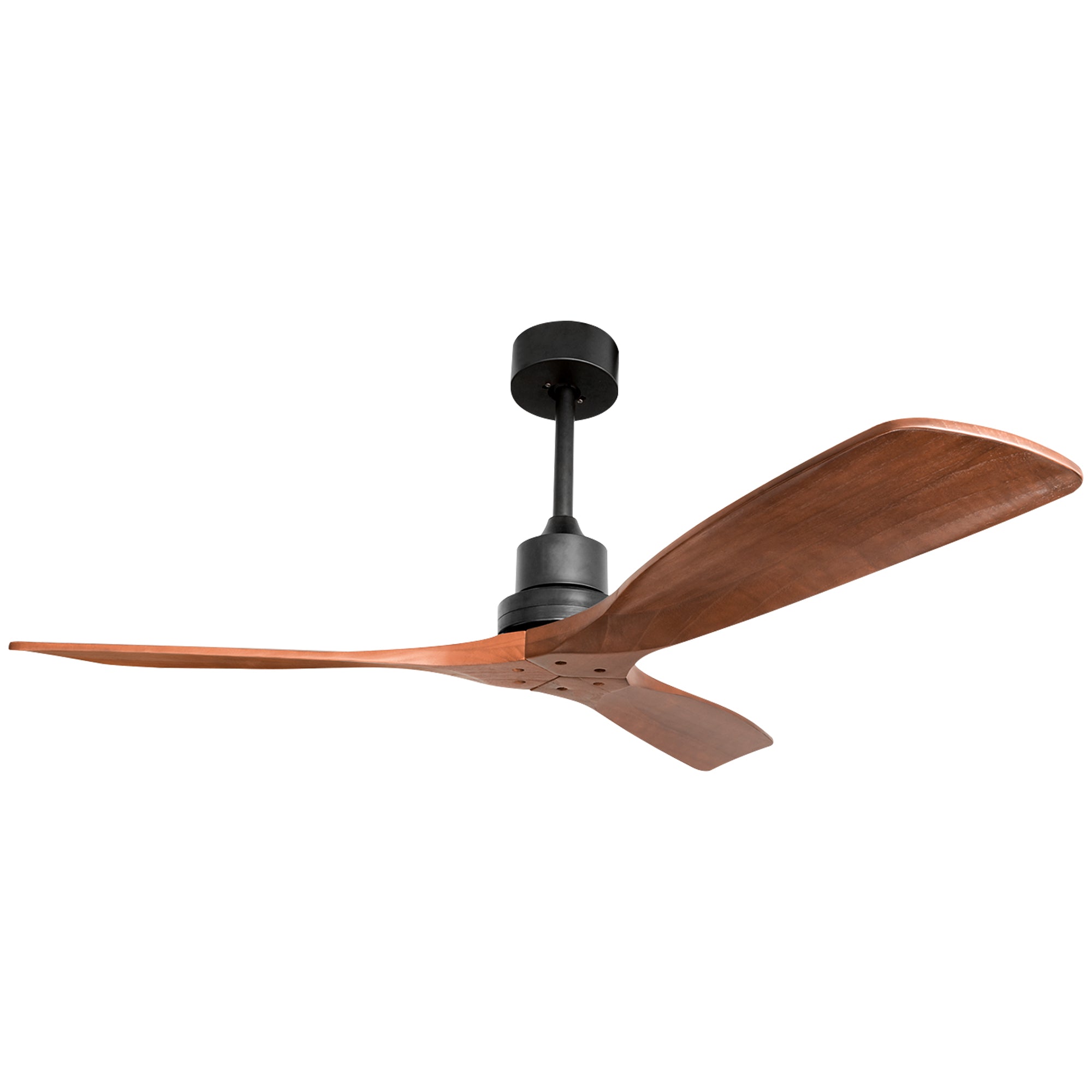 52Inch Outdoor Farmhouse Ceiling Fan With Remote Control Solid Wood Fan Blade Reversible Motor Black Metal & Wood