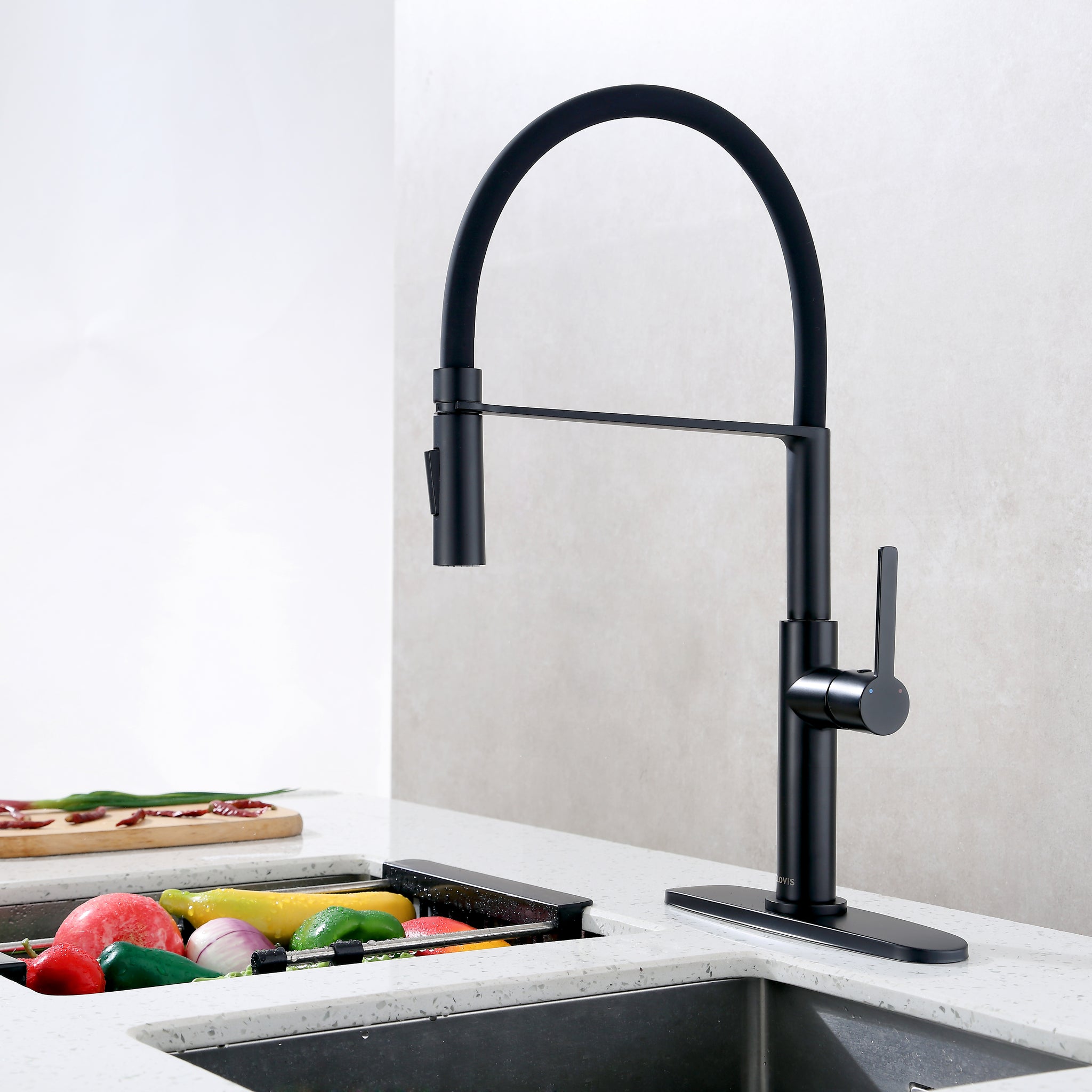 Pull Down Single Handle Kitchen Faucet Black Brass