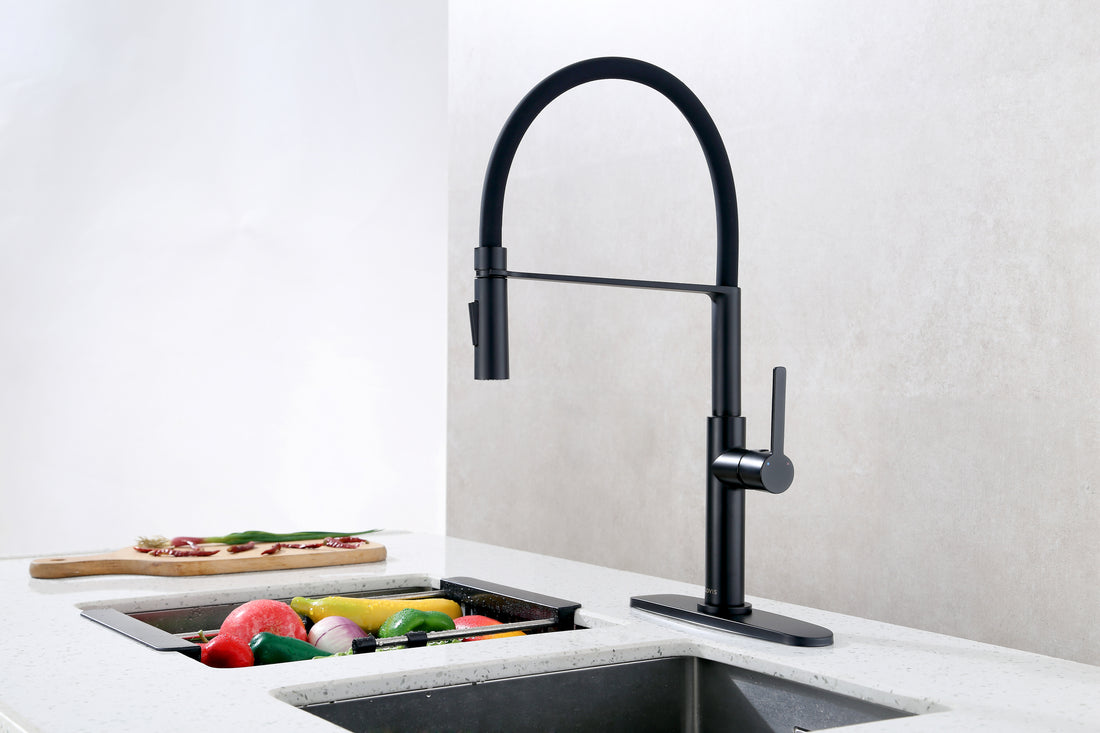 Pull Down Single Handle Kitchen Faucet Black Brass