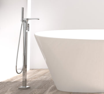 Single Handle Floor Mounted Freestanding Tub Filler Chrome Brass