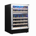 Wine Cooler 24 Dual Zones Inch Wine Refrigerator 46 Bottles Built In Wine Fridge Under Counter Or Freestanding Auto Defrost 6 Removable Shelves Glass Door Quiet For Home Office Bar Black Stainless Steel