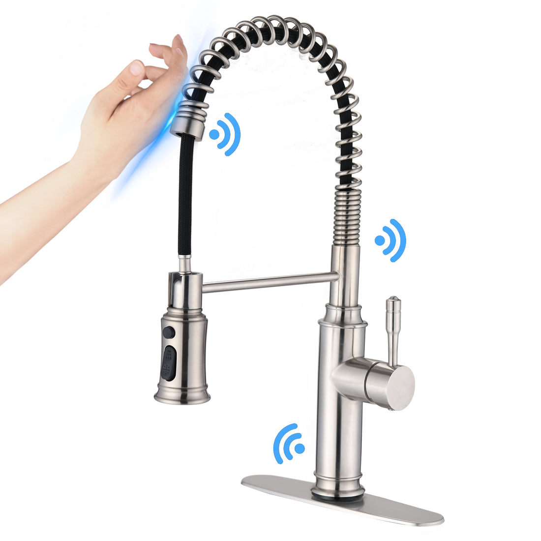 Touch Kitchen Faucet With Pull Down Sprayer Brushed Nickel Stainless Steel