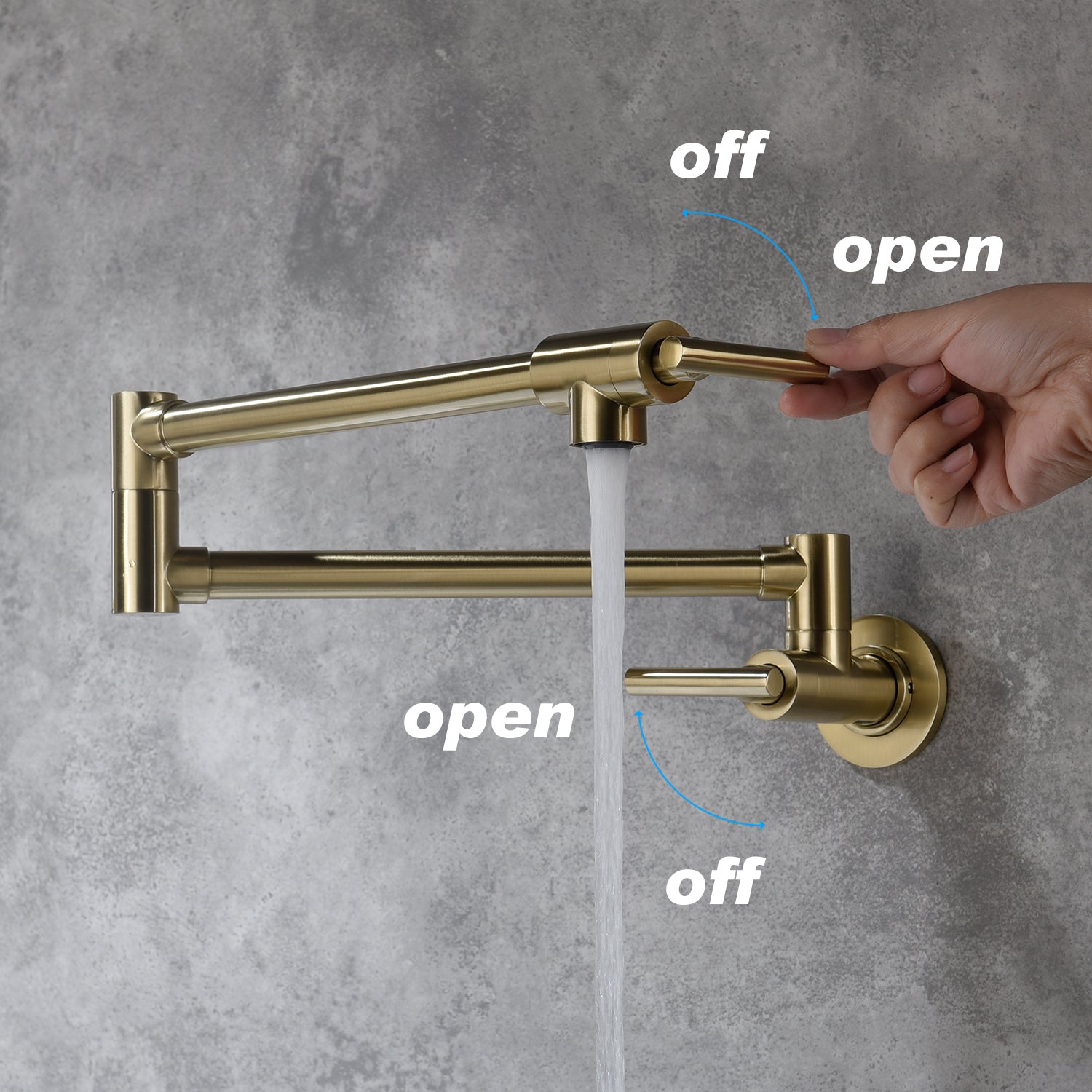 Pot Filler Faucet Wall Mount Gold Brass