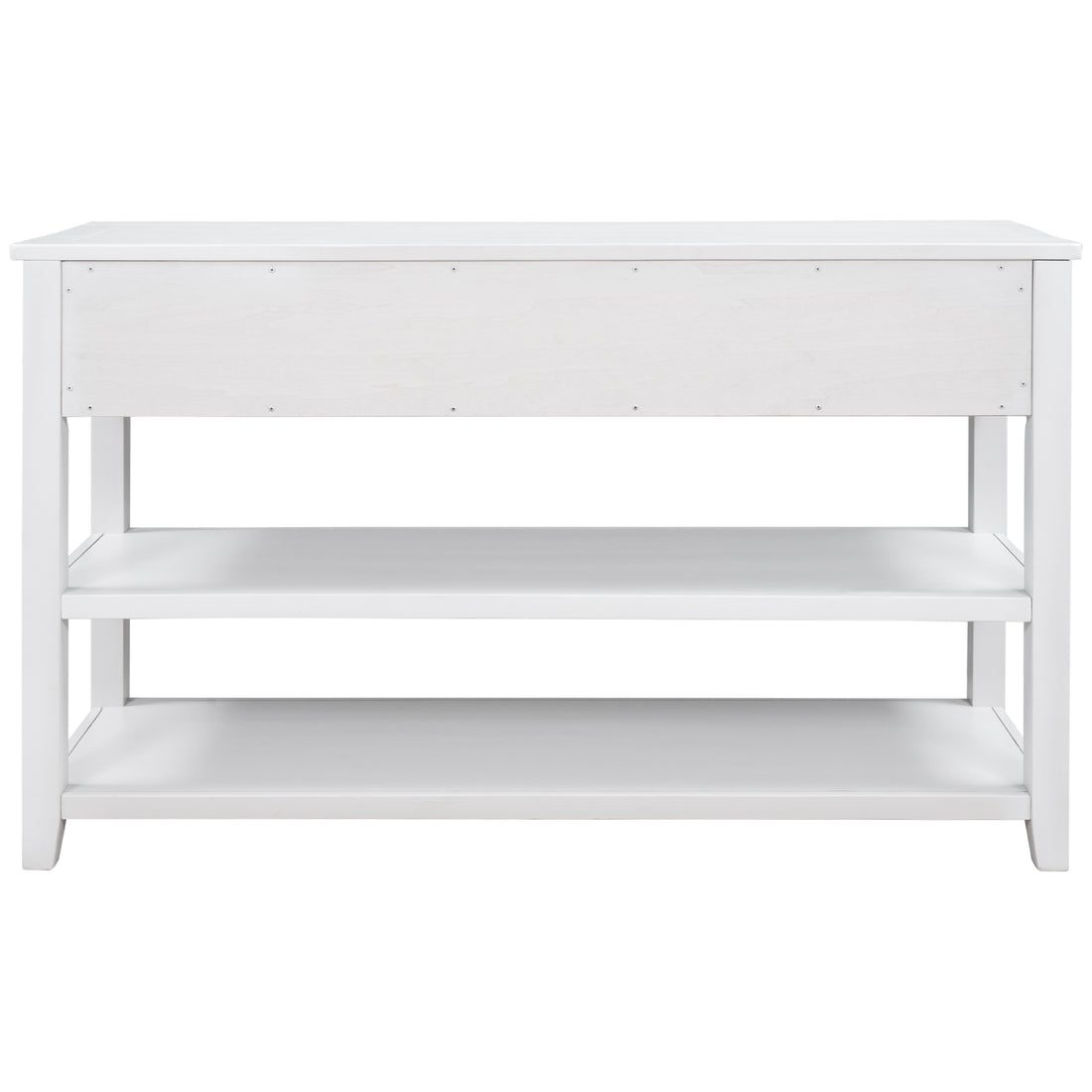 Retro Design Console Table With Two Open Shelves, Pine Solid Wood Frame And Legs For Living Room Antique White Antique White Solid Wood