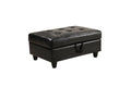 3 Pc Sectional Sofa Set, Black Faux Leather Left Facing Sofa With Free Storage Ottoman Black Leather