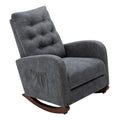 Baby Room High Back Rocking Chair Nursery Chaircomfortable Rocker Fabric Padded Seat ,Modern High Back Armchair Dark Gray Cotton