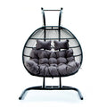 Folding Double Swing Chair W Cushion Black Iron