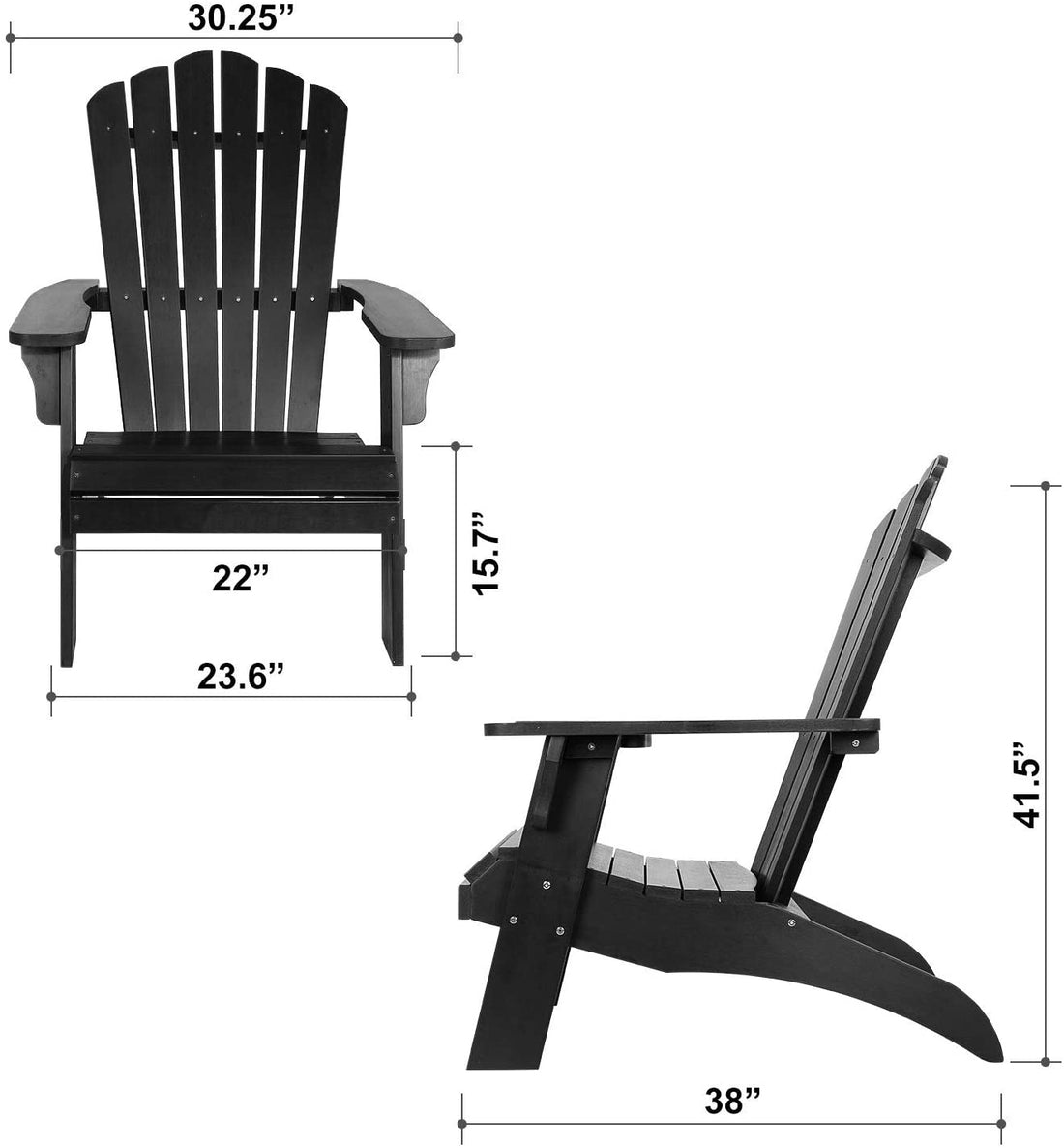 Polystyrene Adirondack Chair Black Black Plastic