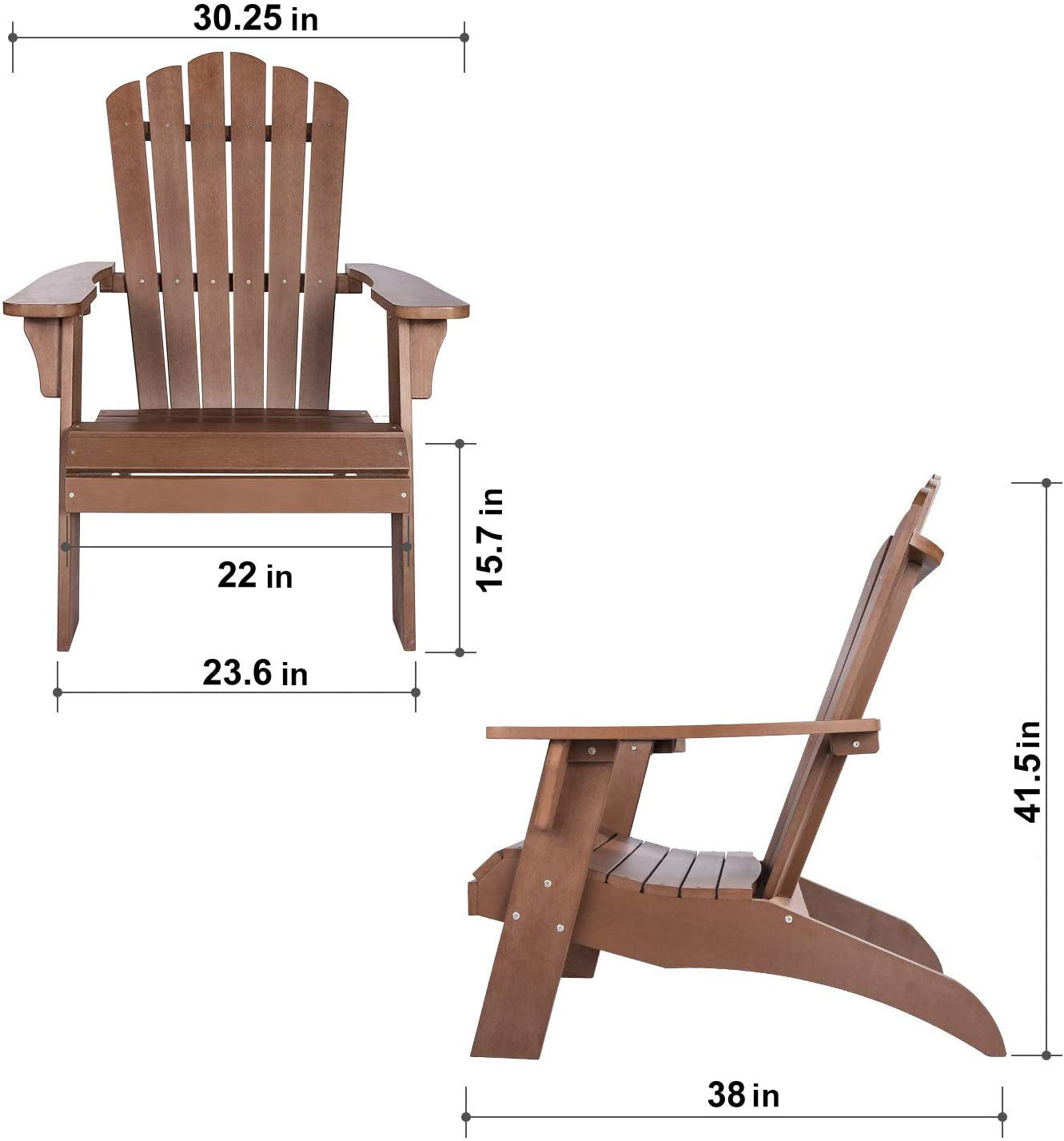 Polystyrene Adirondack Chair Brown Brown Plastic