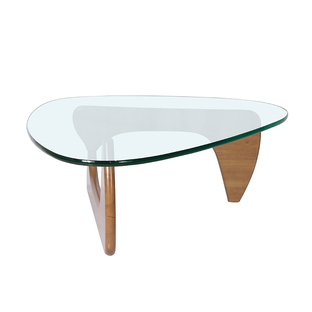 Light Walnut Triangle Coffee Table Wood Base For Living Room Walnut Solid Wood