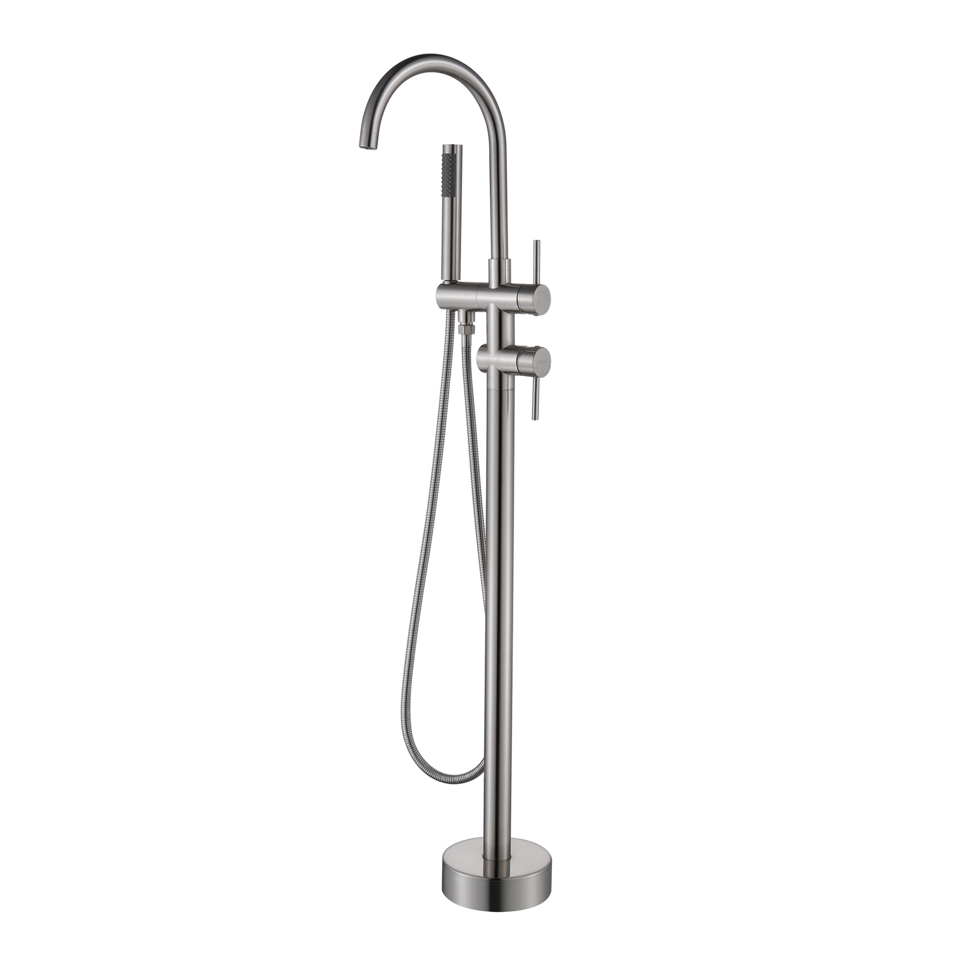 Trustmade Double Handle Freestanding Tub Filler With Handshower, Brushed Nickel R01 Brushed Nickel Brass