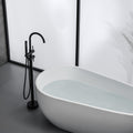 Trustmade Double Handle Freestanding Tub Filler With Handshower, Matte Black R01 Black Brass