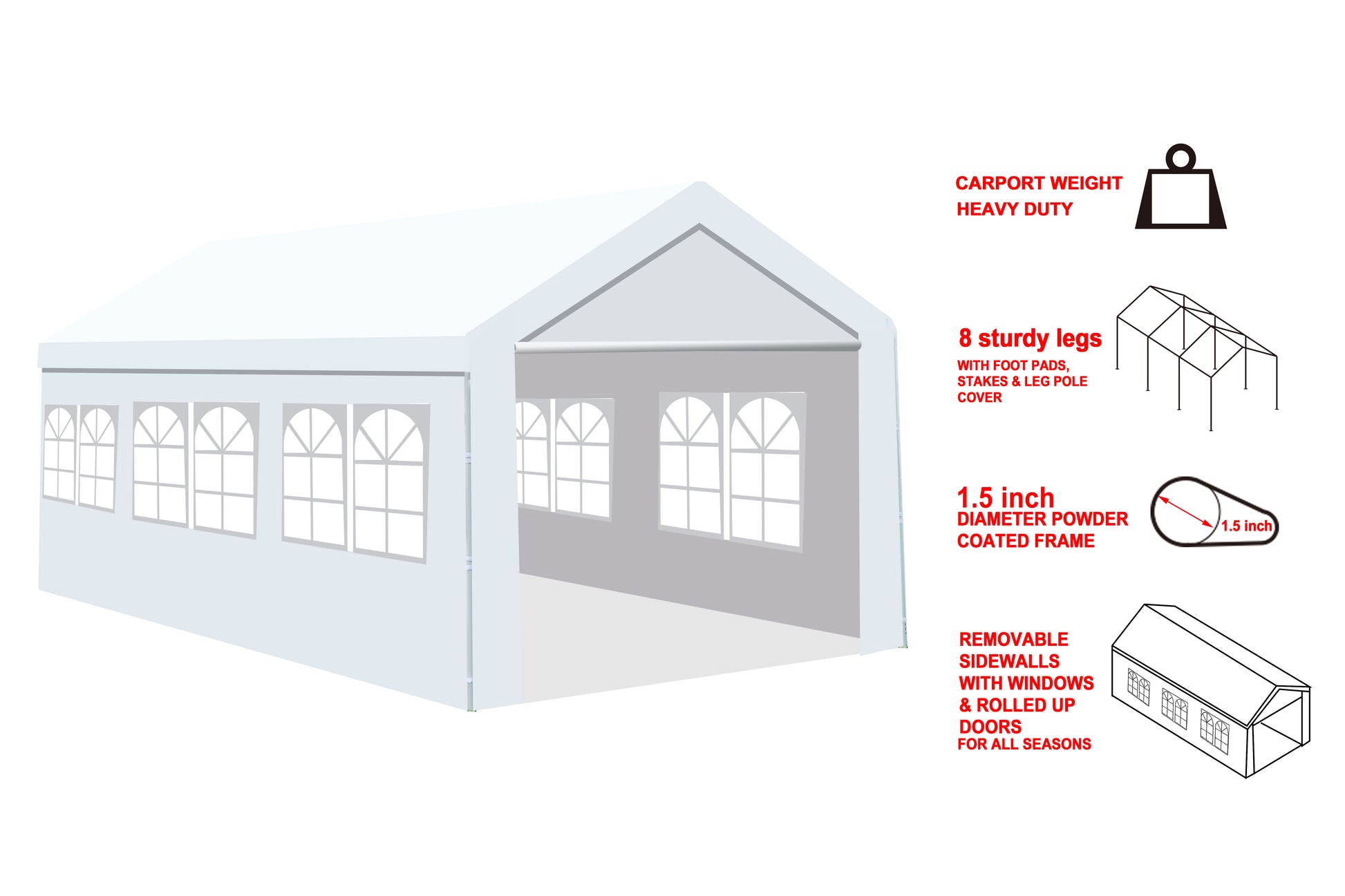 Canopy Garage White Steel