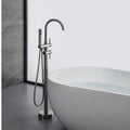 Trustmade Double Handle Freestanding Tub Filler With Handshower, Brushed Nickel R01 Brushed Nickel Brass