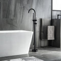 Trustmade Double Handle Freestanding Tub Filler With Handshower, Matte Black R01 Black Brass